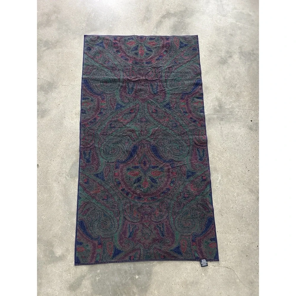 Vintage Ralph Lauren Paisley Medallion Bath Towel‎ Jewel Tone Cotton